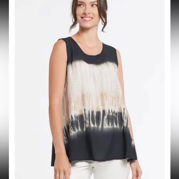 Tribal Tops - NWT Tribal sleeveless oversized top black and crème size small (bin W)